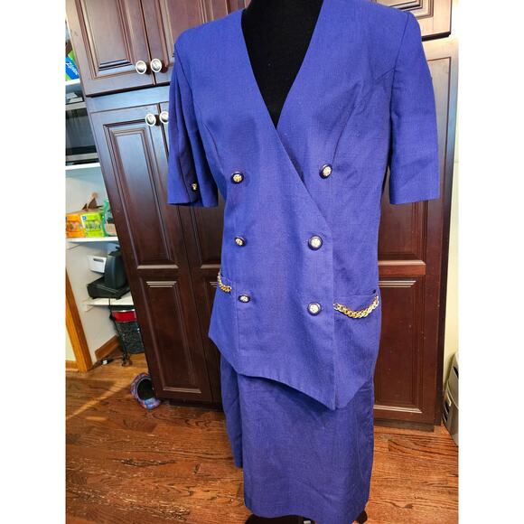 Kathy Lee for Plaza South Vintage Blue Womens Suit Size 12 - Picture 2 of 16